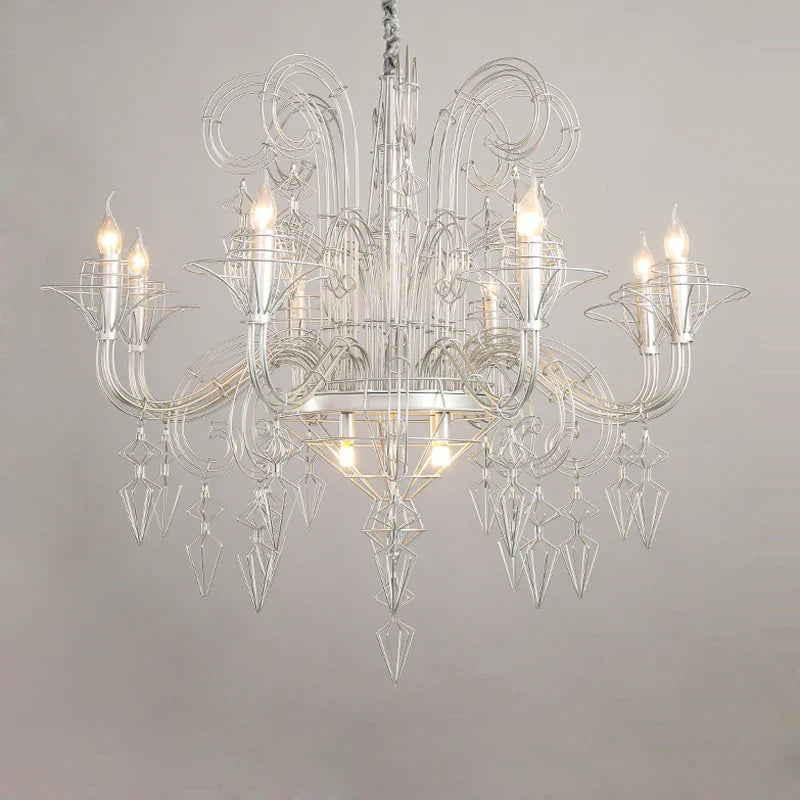 Afralia™ Baroque Black White Iron Designer LED Chandelier for Foyer