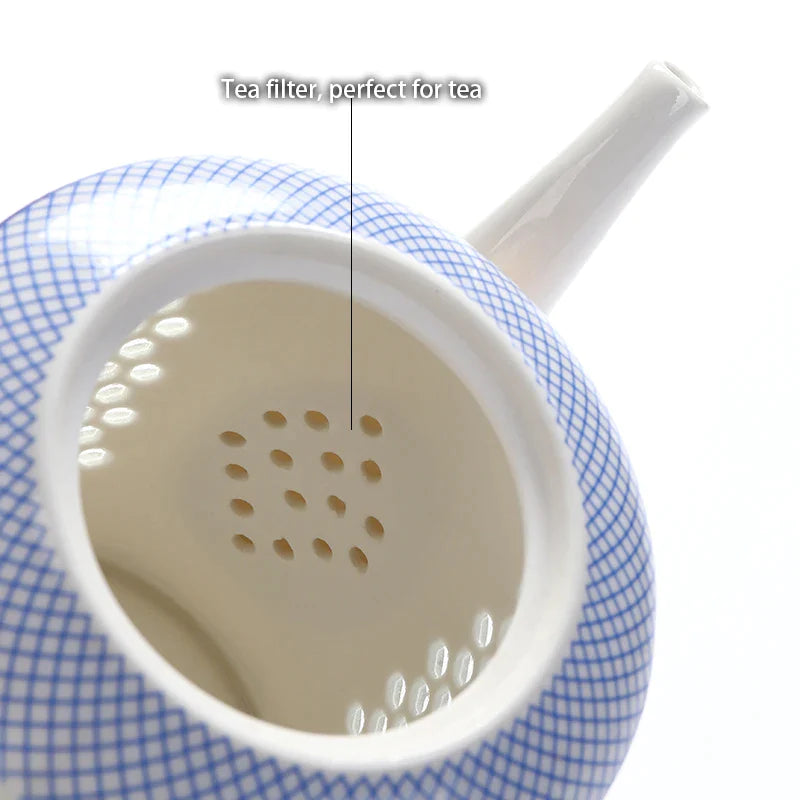 Afralia™ Blue White Porcelain Tea Pot 660ml - Traditional Chinese Kung Fu Teaware