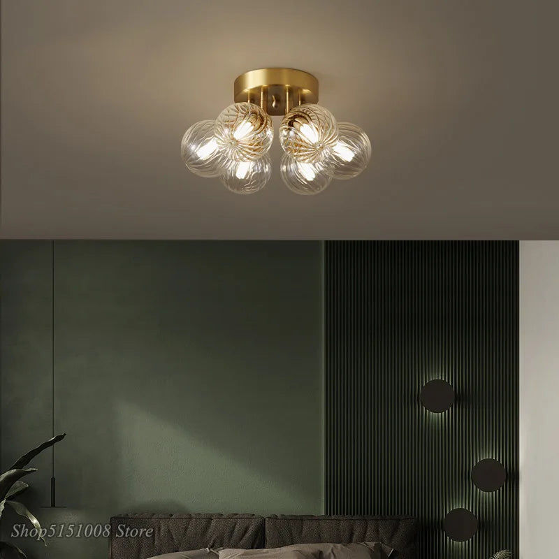 Afralia™ Luxury Glass Ball Ceiling Lamp for Home Decor - Magic Bean Design