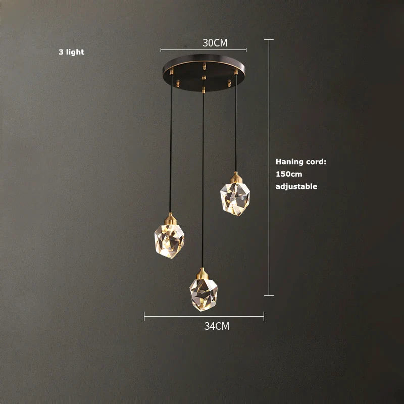 Afralia™ Black Crystal Copper LED Chandelier for Dining Room - Art Deco Hanging Lamp
