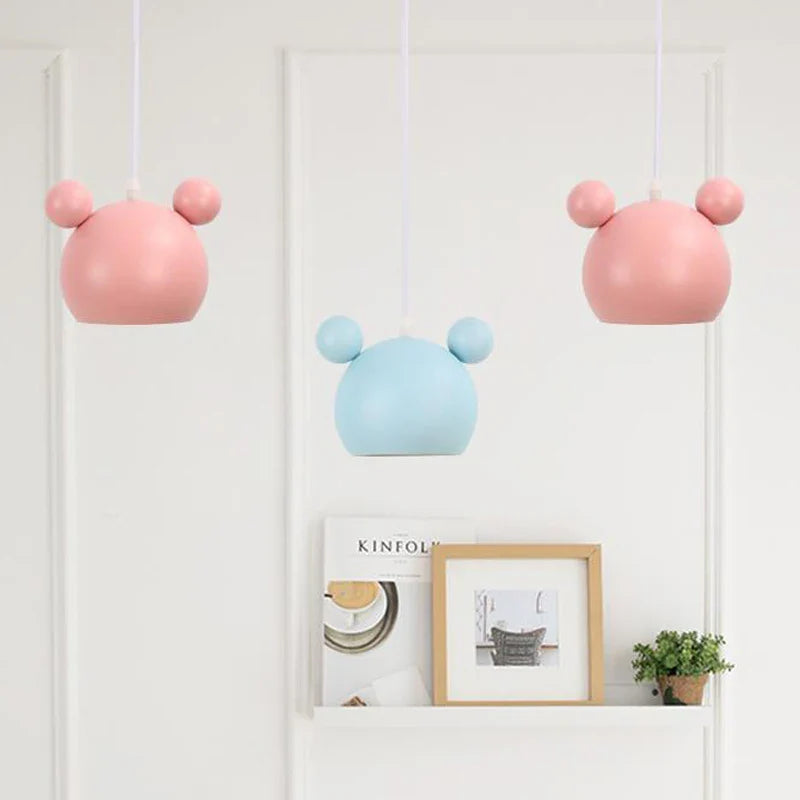 Afralia™ Mickey Kids Room Pendant Lamp - Creative Cartoon Design, Macaron Colors