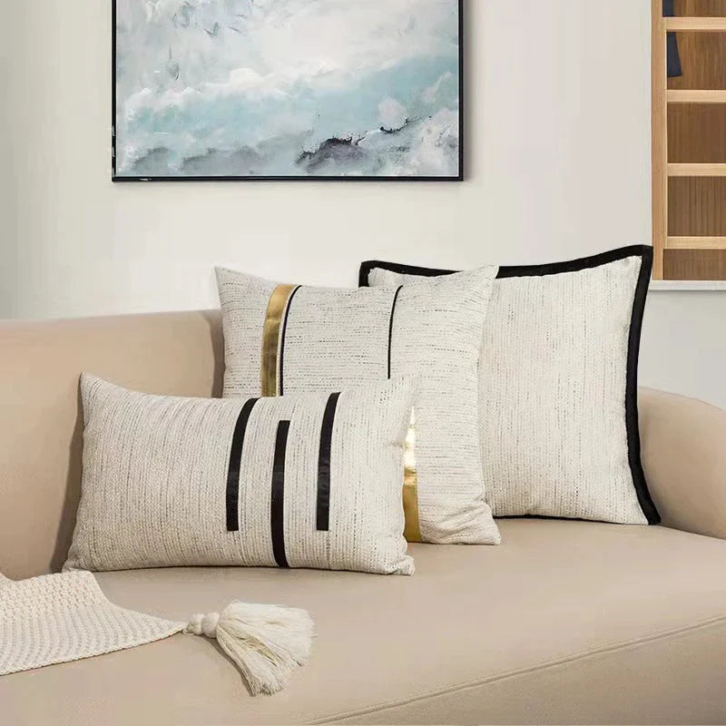 Afralia™ Black Stripe Jaquard Cushion Cover for Home Decoration 45x45cm/30x50cm