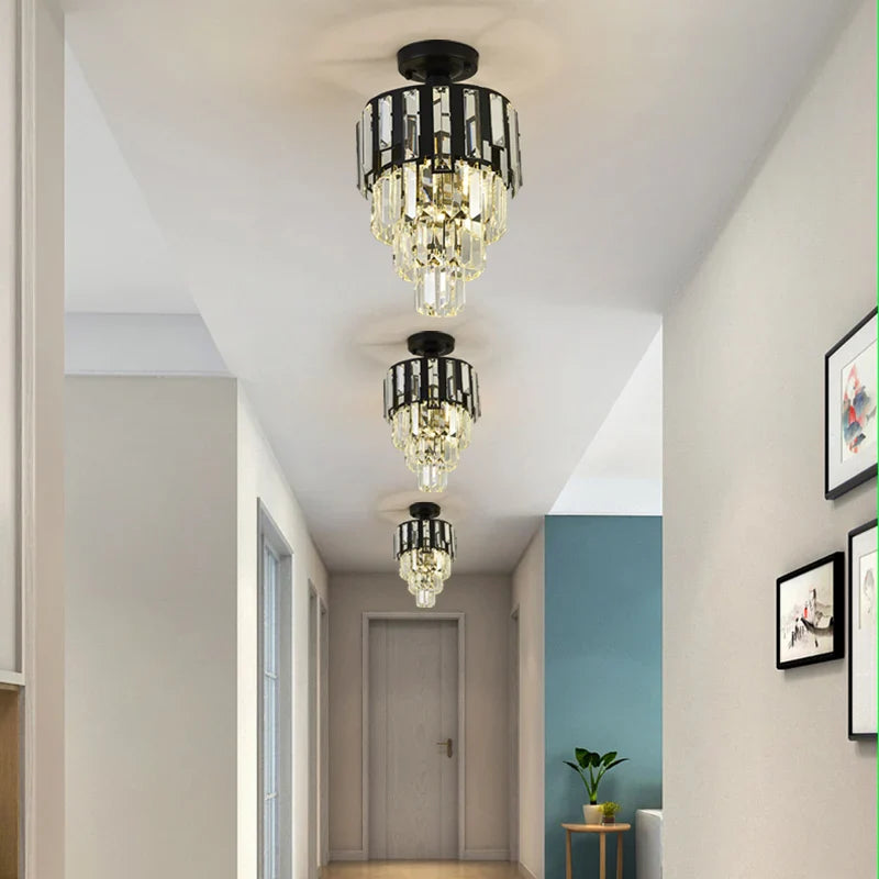 Afralia™ Small Crystal Ceiling Chandelier: Modern Luxury Lighting for Living Room, Porch, Dining, and Study.