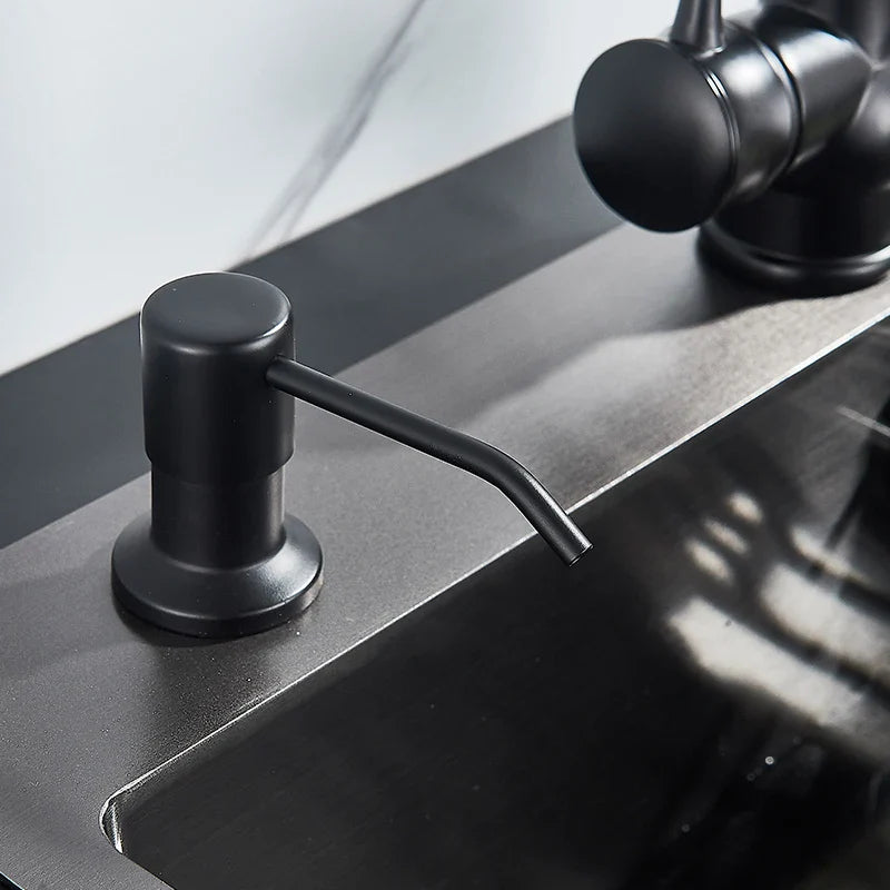 Afralia™ 220ML Black Kitchen Soap Dispenser Stainless Steel Head, 3 Colors Liquid Detergent Bottle