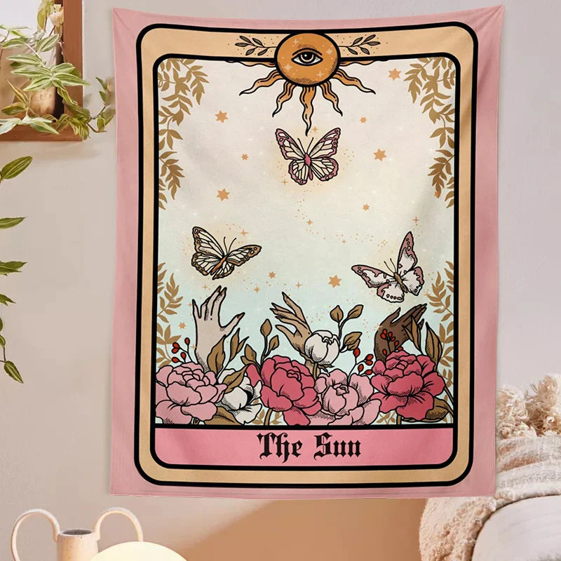 Afralia™ Sun Tarot Tapestry Wall Hanging: Boho Witchcraft Decor for Home, Dorm, Girls.