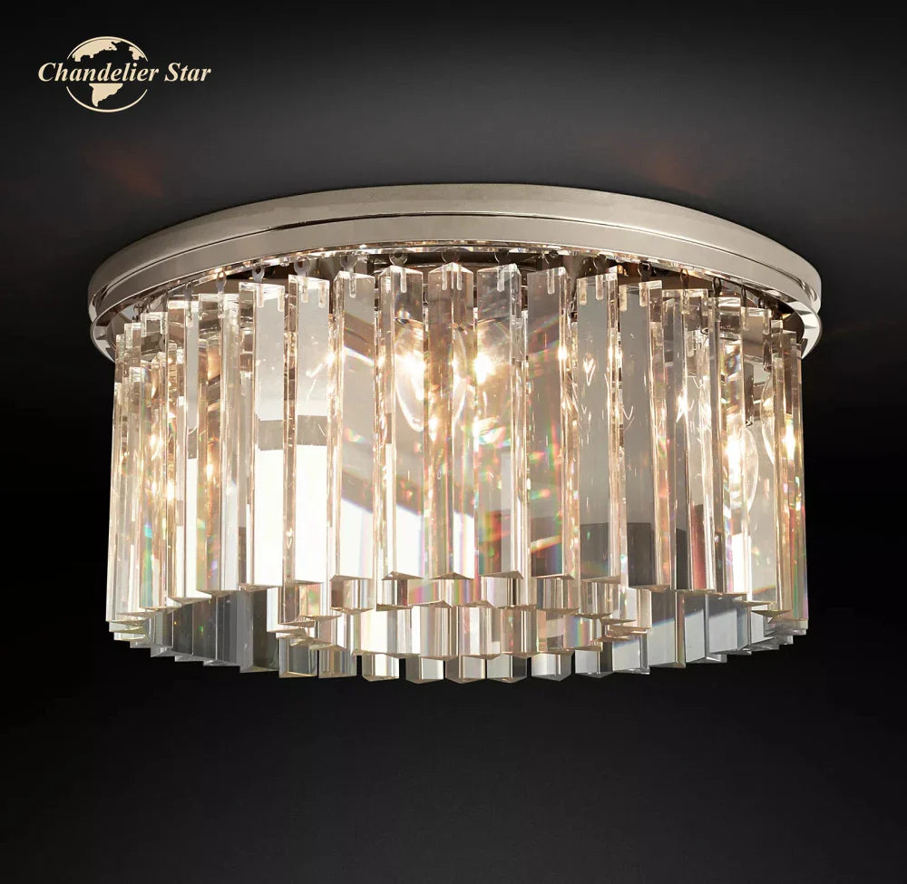 Afralia™ Modern Brass Chrome Black Crystal Ceiling Lights for Bedroom and Living Room