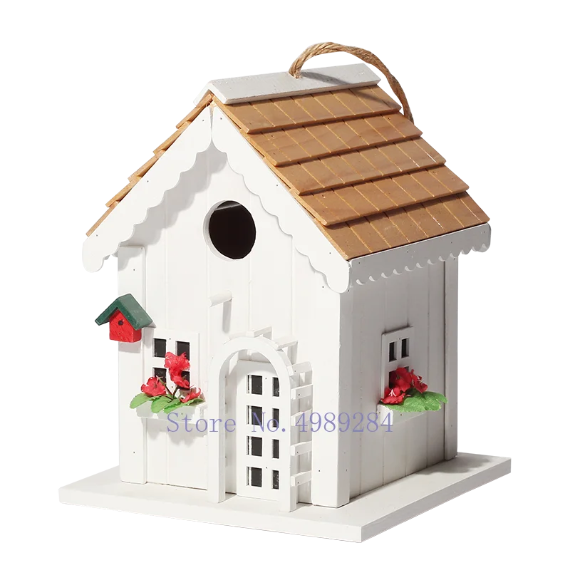 Afralia™ Wooden Birdhouse Hanging Tree Garden Patio Outdoor Decor Bird's Nest Wild Bird Protection