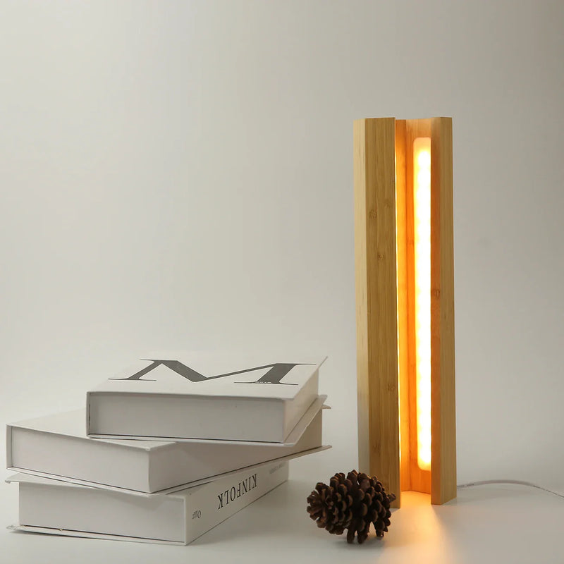 Afralia™ Bamboo Pentagonal LED Desk Lamp: Soft Glow for Home Office Bedside Reading