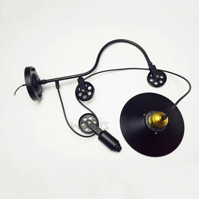 Afralia™ Iron Pulley Wall Lamp: Vintage Retro Loft Sconce for Home, Restaurant, Cafe