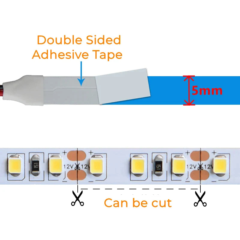 Afralia™ LED Strip Lights 2835 SMD 120 LEDs/m 5mm DC12V - Home Decor & Bar Lighting