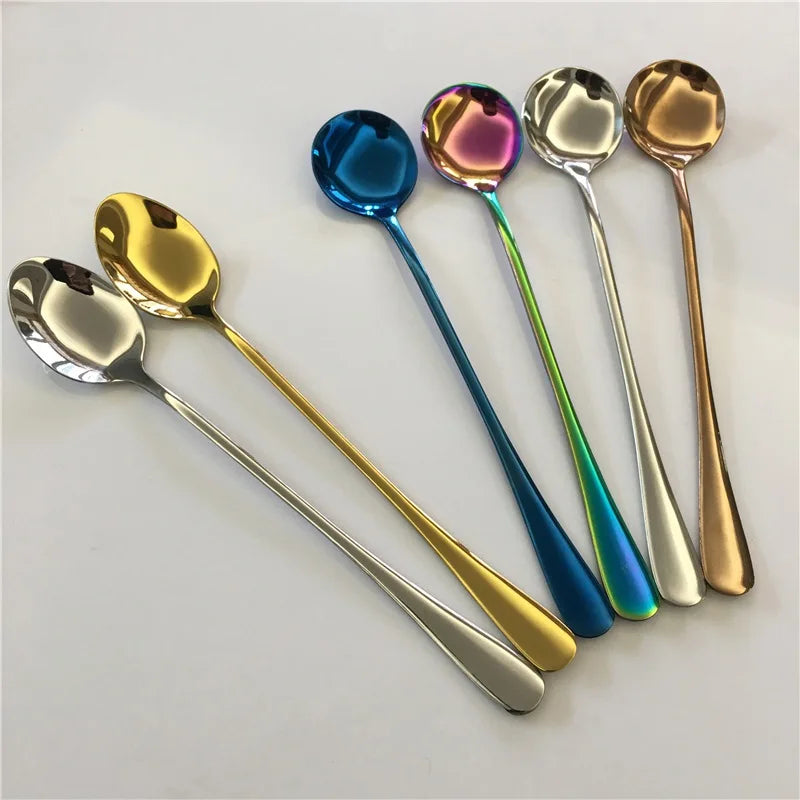 Afralia™ Stainless Steel Ice Spoon Stirred Spoon Dessert Spoon Kitchen Tools