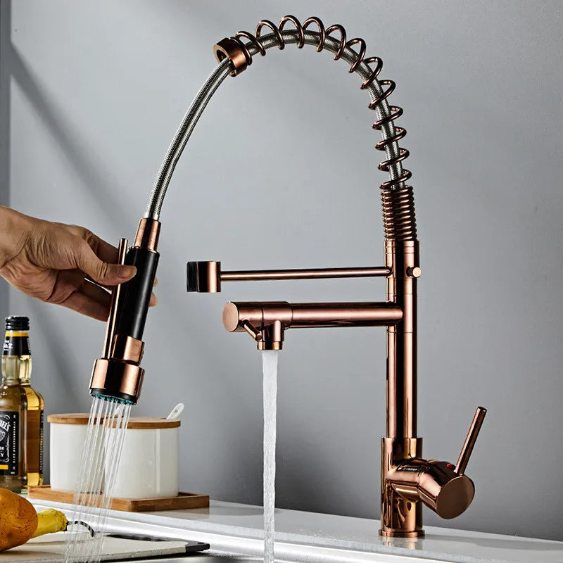 Afralia™ Rose Gold Kitchen Sink Faucet Rotating Mixer Tap Vanity Water Tap