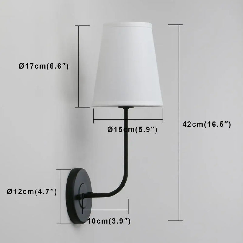 Afralia™ Flared Funnel White Fabric Shade Wall Light: Classic Country Industrial Design