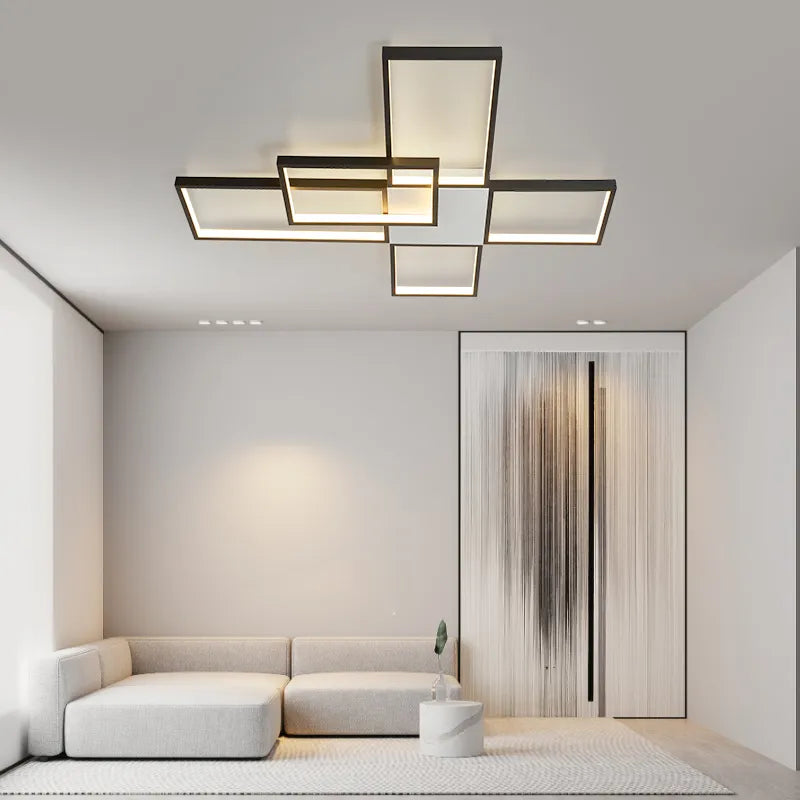 Afralia™ Nordic Modern Dimmable LED Ceiling Light in Black/Gold for Living Room and Bedroom
