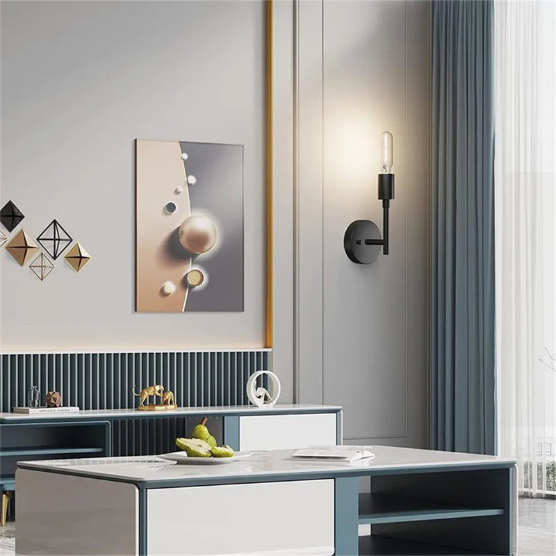 Afralia™ Black Metal Wall Bathroom Mirror Lamp - Modern Indoor Bedroom Decor