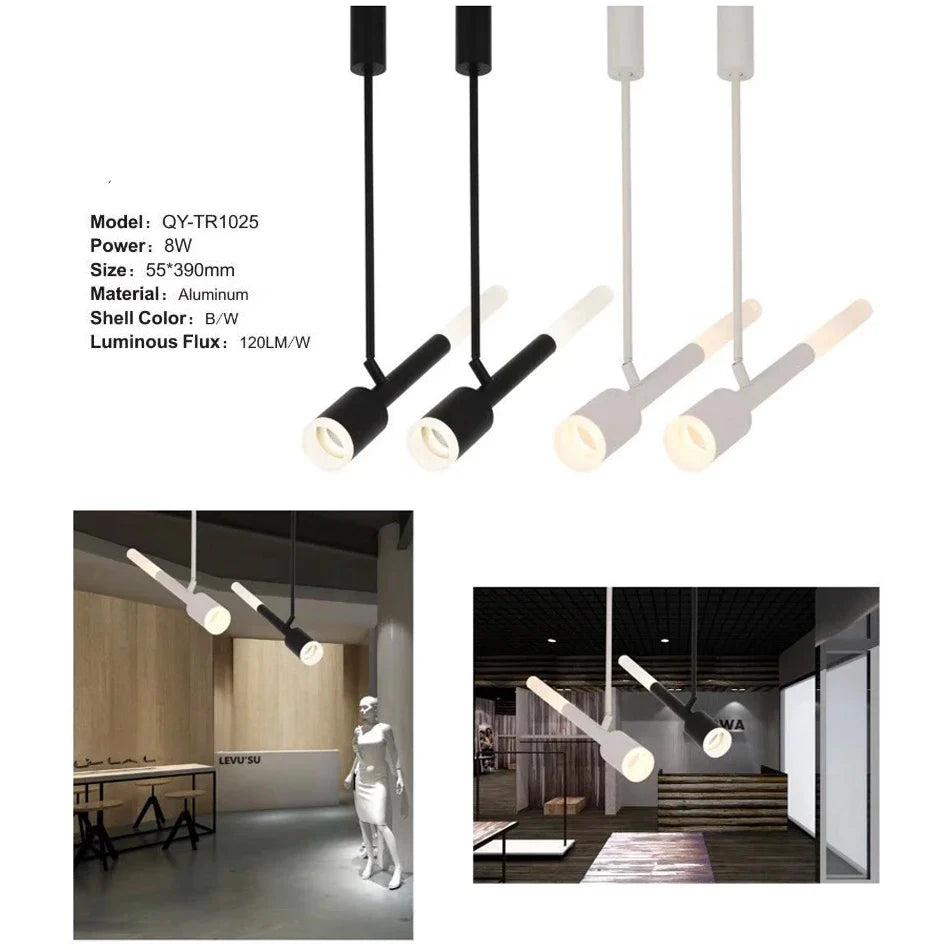 Afralia™ 8W COB Pendant Spotlight for Bedroom, Living Room, Restaurant - Black/White Aluminum