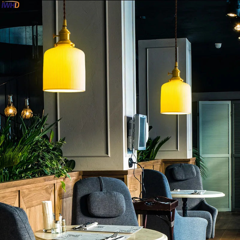 Afralia™ Nordic Style Ceramic LED Pendant Light for Modern Living Spaces