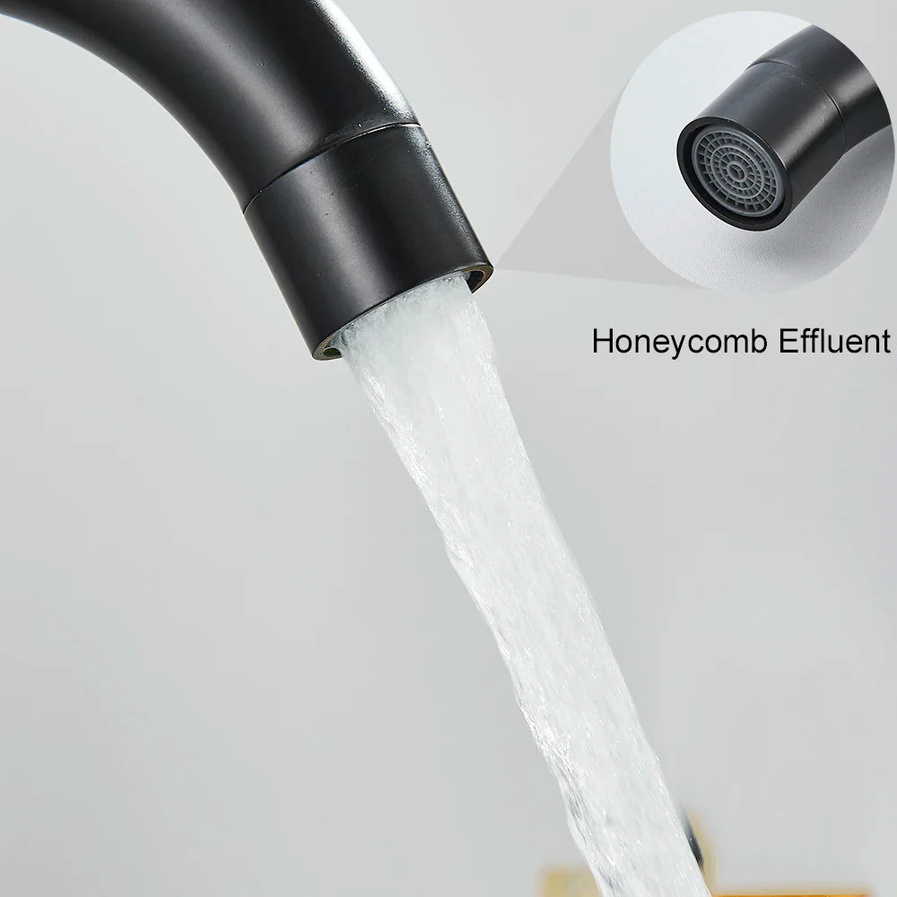 Afralia™ Matte Black Brass Basin Faucet Single Handle Hot Cold Mixer Tap