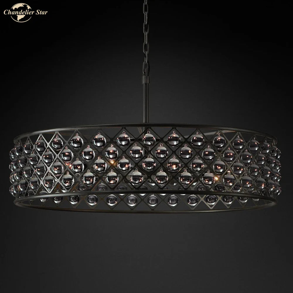 Afralia™ Classic Round Glass LED Chandelier for Home and Hotel Decoration