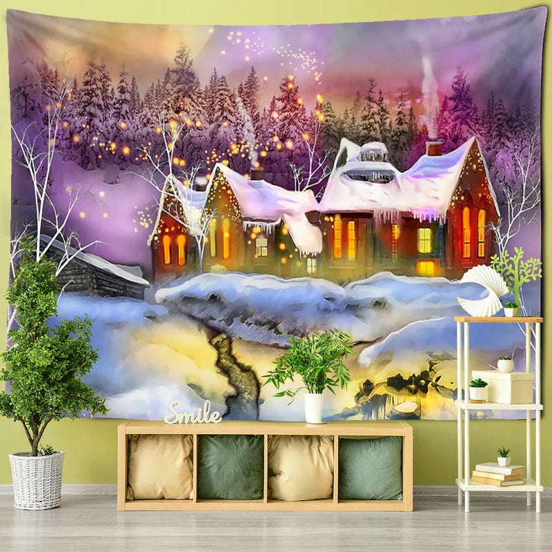 Afralia™ Snowy Night Series Tapestry Wall Decor