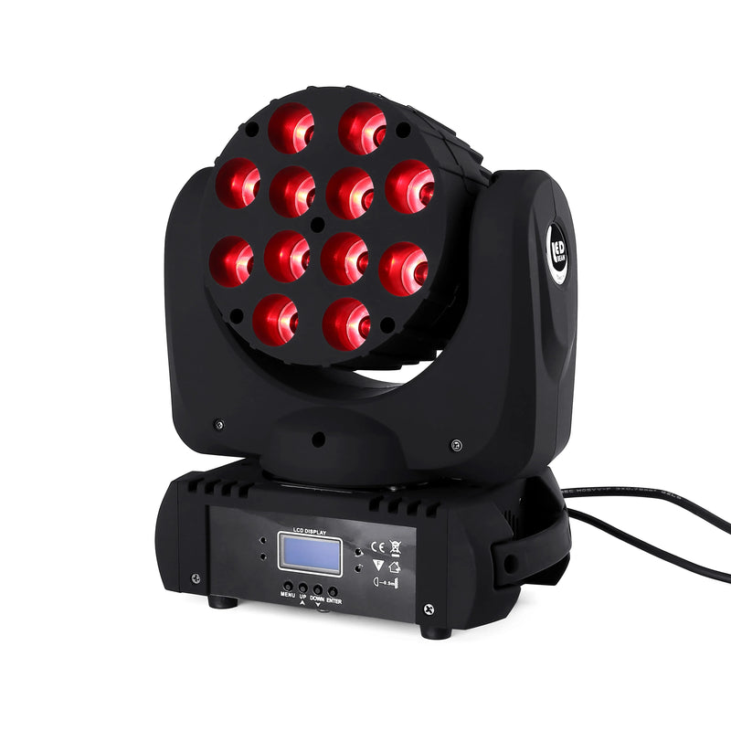 Afralia™ LED Wash Moving Head Light RGBW 4in1 Quad 12x12W Stage DJ DMX 9/16 Channels