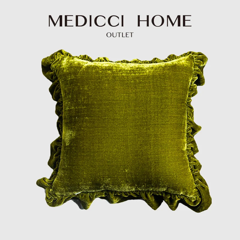 Afralia™ Ruffles Cushion Cover Emerald Green Throw Pillowcase for Sofa Couch Bedroom