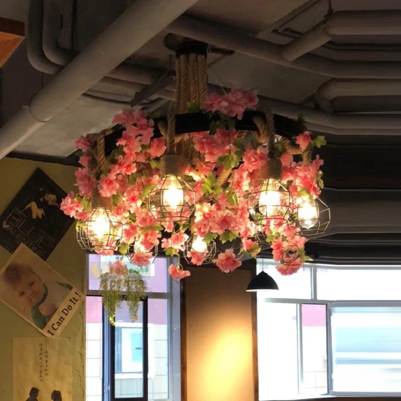 Afralia™ Sakura Green Leaf Chandelier: Stylish Indoor Lighting for Kitchen, Dining Room, Bar