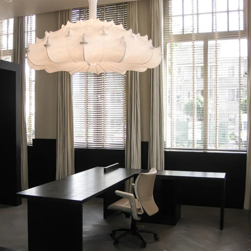 Afralia™ Zeppelin Silk Chandelier: Hand-Woven Modern Japanese Country Style Dining Room Lamp