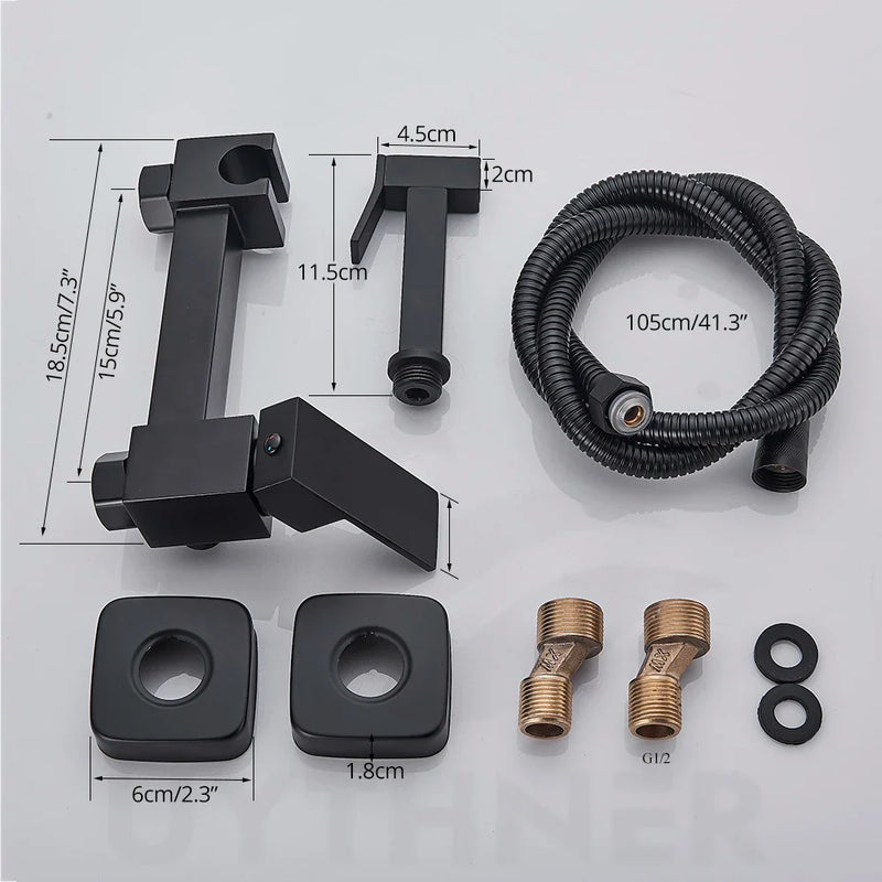 Afralia™ Bidet Shower Faucet Set: Matte Black Brass Hygienic Spray Tap with Hot/Cold Mixer