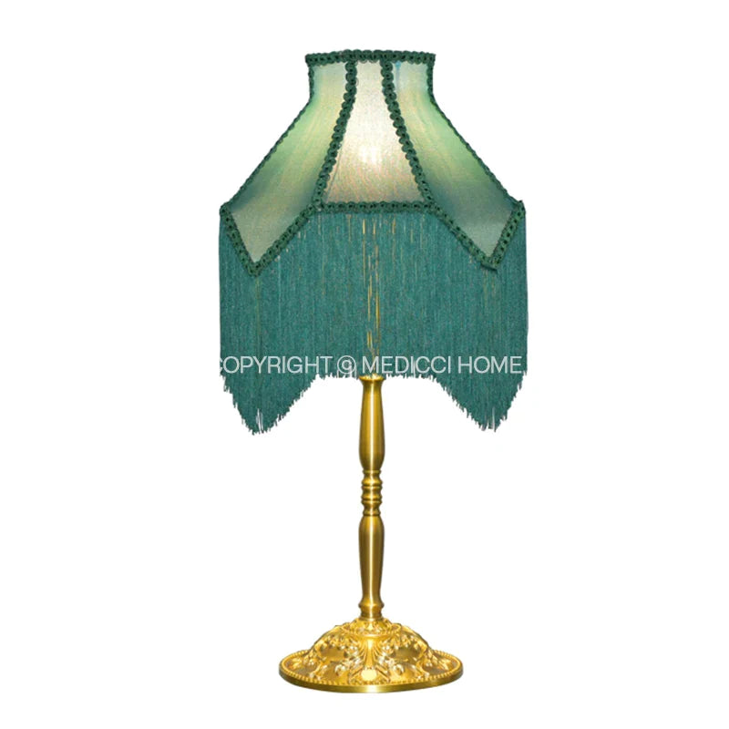 Afralia™ Art Deco Malachite Green Silk Lampshade with Tassels