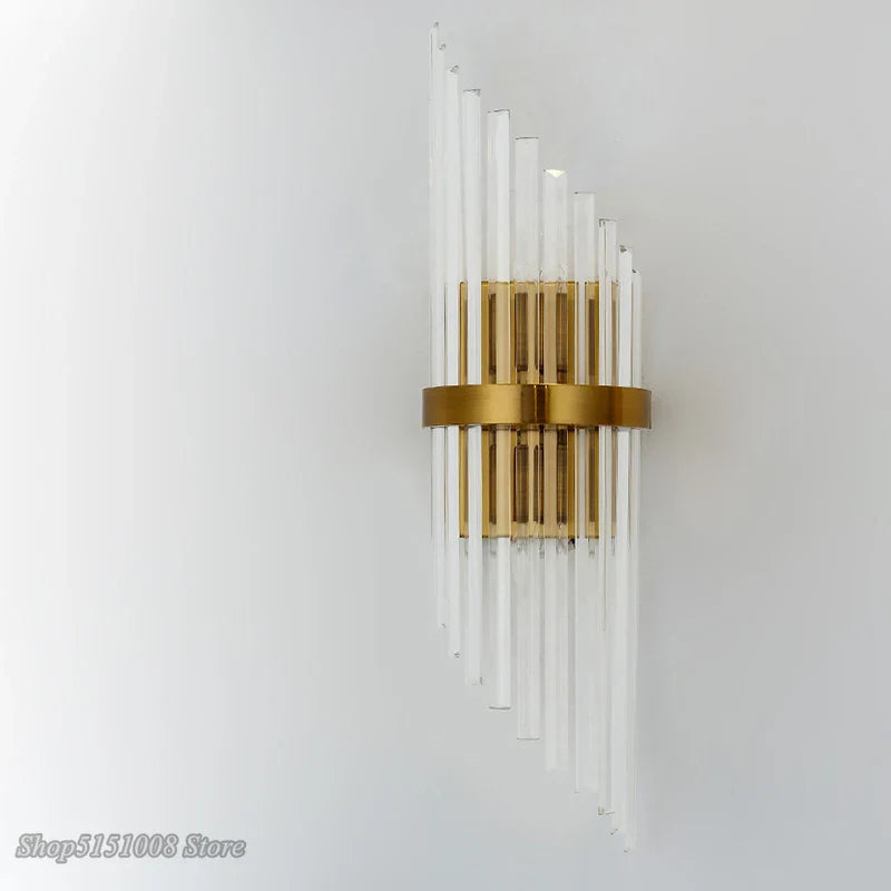 Afralia™ Crystal Golden Wall Lamp: Luxury American Country Light for Home, Hotel, and Office