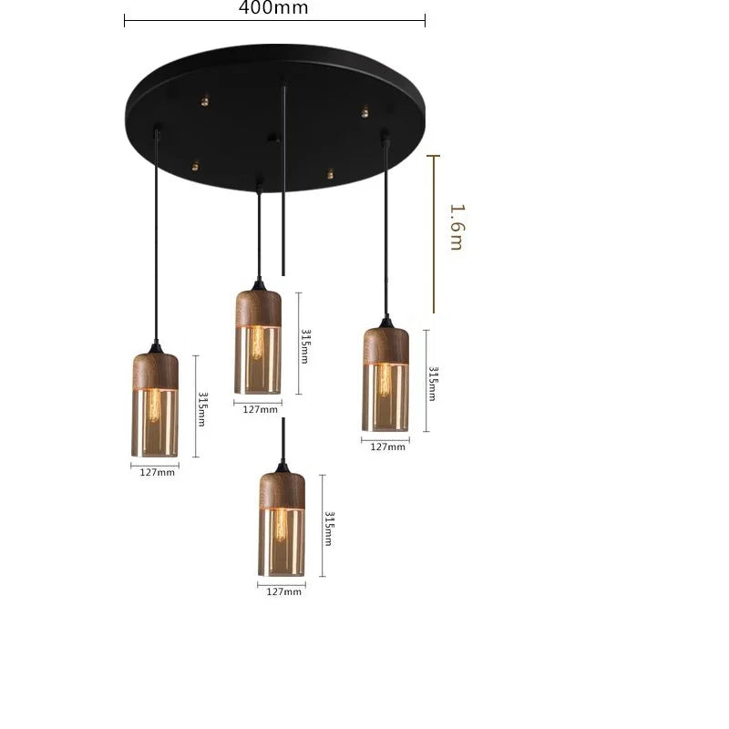Afralia™ Nordic Wood Color LED Glass Pendant Lights for Dinning Room, Bedroom, Cafe - Modern Hanging Lamp