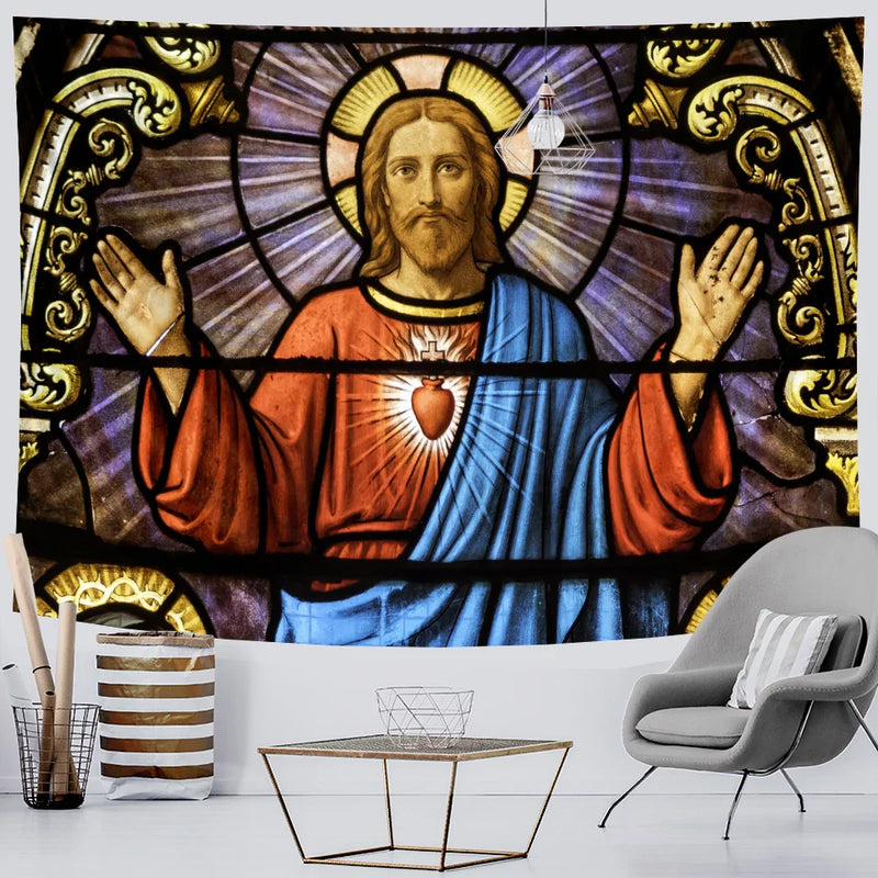 Afralia™ Christ Jesus Tapestry Wall Hanging: Church Ornaments Bohemian Art Home Decor