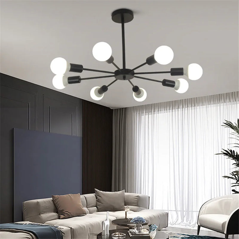 Afralia™ Metal Art Sputnik Chandelier Living Room Ceiling Light