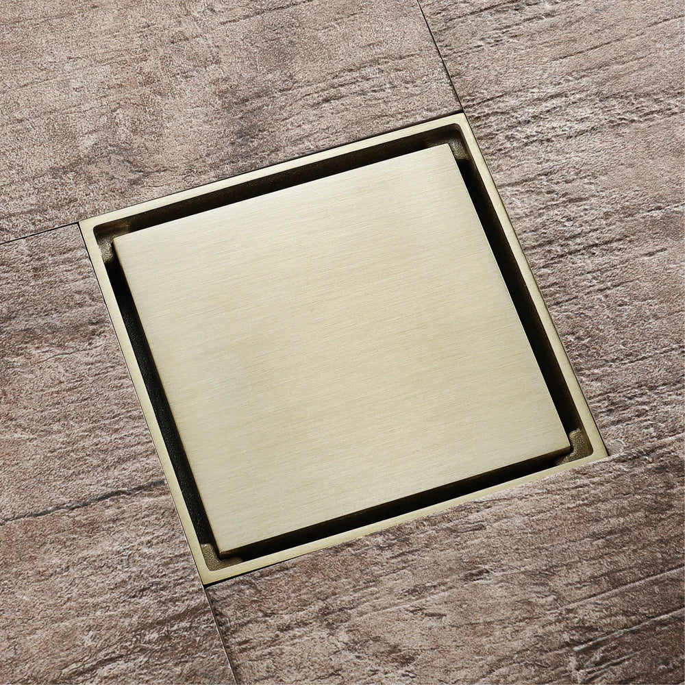 Afralia™ Rose Gold Shower Floor Drain 304 SUS 10cmx10cm Deodorant Conceal Strainer Cover