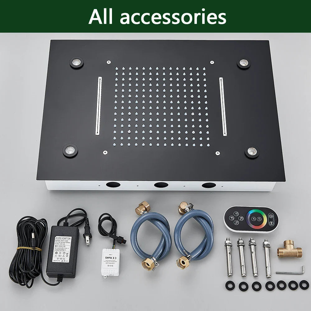 Afralia™ LED Rainfall Shower Head Ceiling Mount Large Size for Bathroom Shower