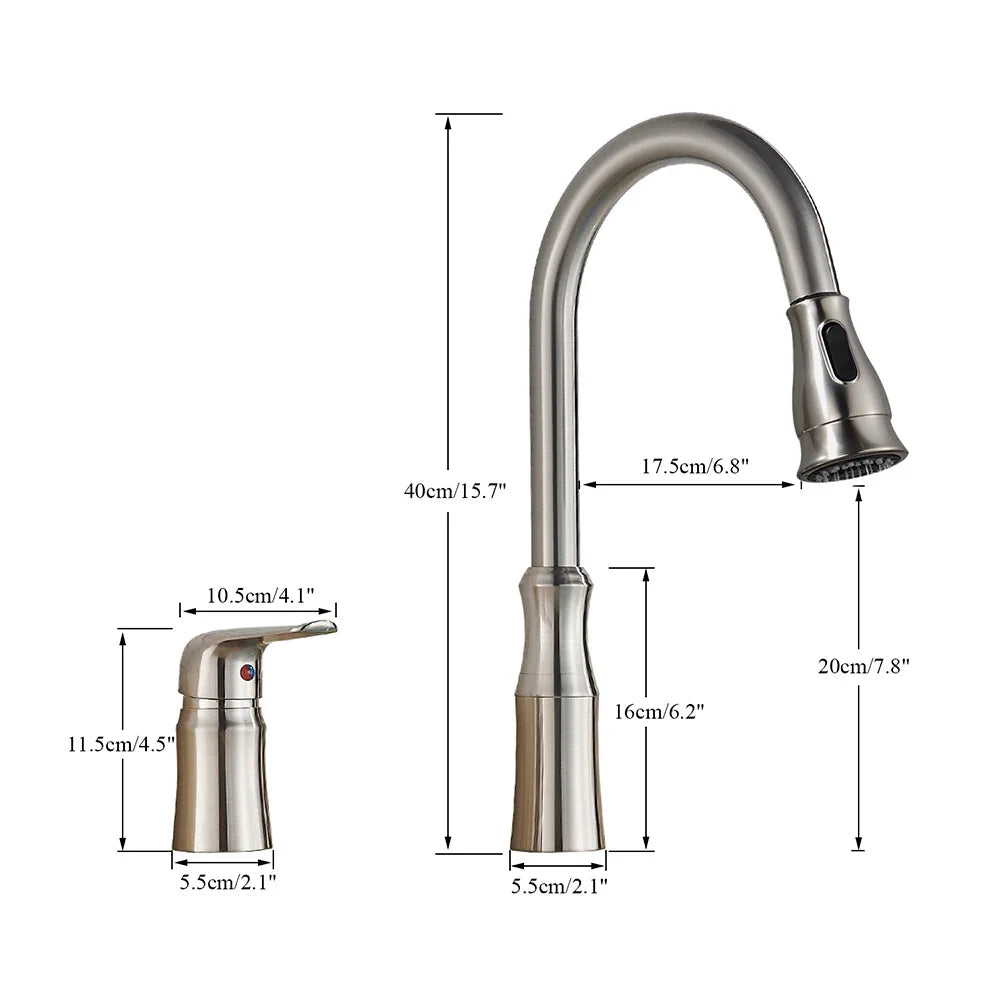 Afralia™ Brass Black Kitchen Faucet Pull Out Mixer Taps Hot/Cold Water Cranes