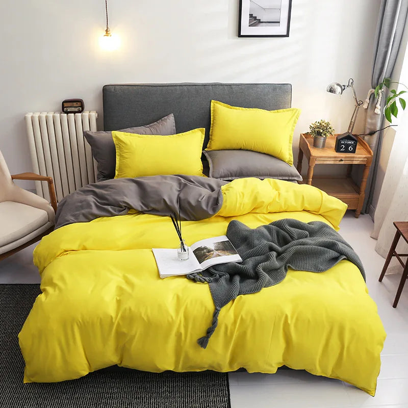 Afralia™ Luxe Solid Yellow Green Duvet Cover Set with Sheet Pillowcases