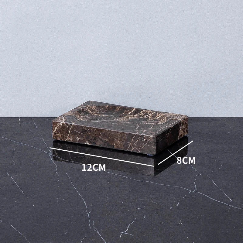 Afralia™ Emperador Dark Marble Bathroom Set: Toothbrush Holder, Soap Dish, Soap Dispenser