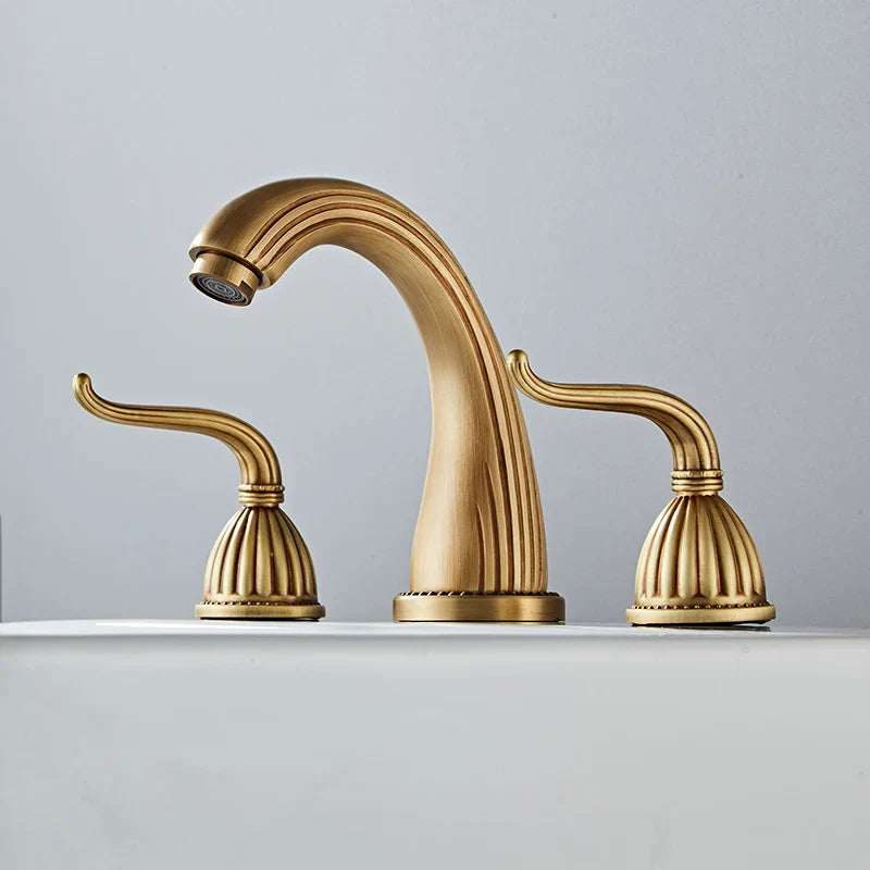 Afralia™ Antique Bronze Widespread Basin Faucet with Double Handles