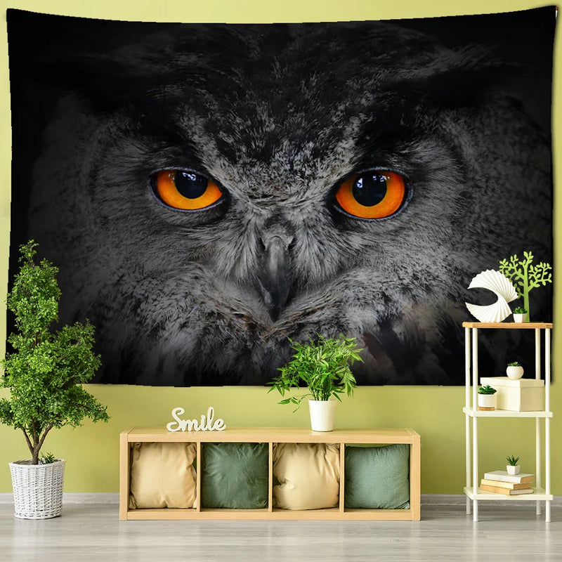 Afralia™ Owl Totem Tapestry Wall Hanging for Witchcraft & Psychedelic Bedroom Decor