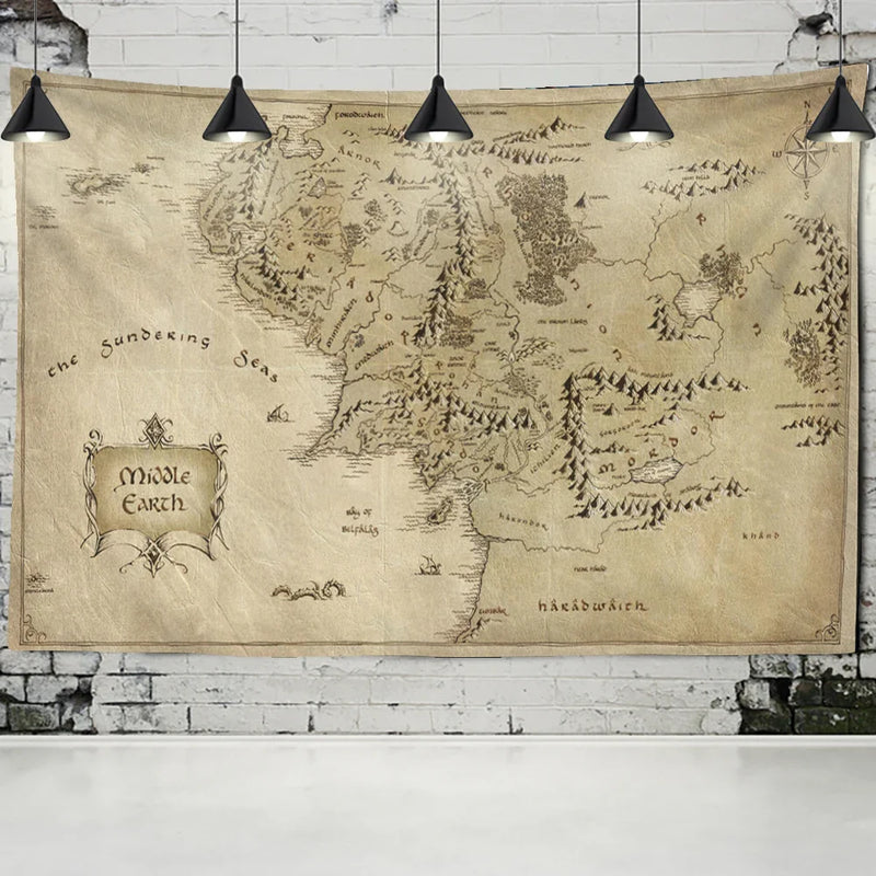 Afralia™ Antique Pirate Treasure Map Tapestry Wall Hanging Hippie Boho Decor