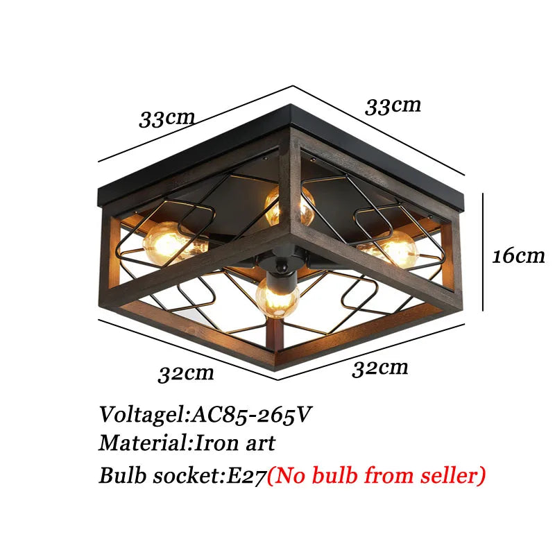 Afralia™ Retro 4-Head Wood Art Ceiling Lamp - Industrial Style for Living Room & Bedroom