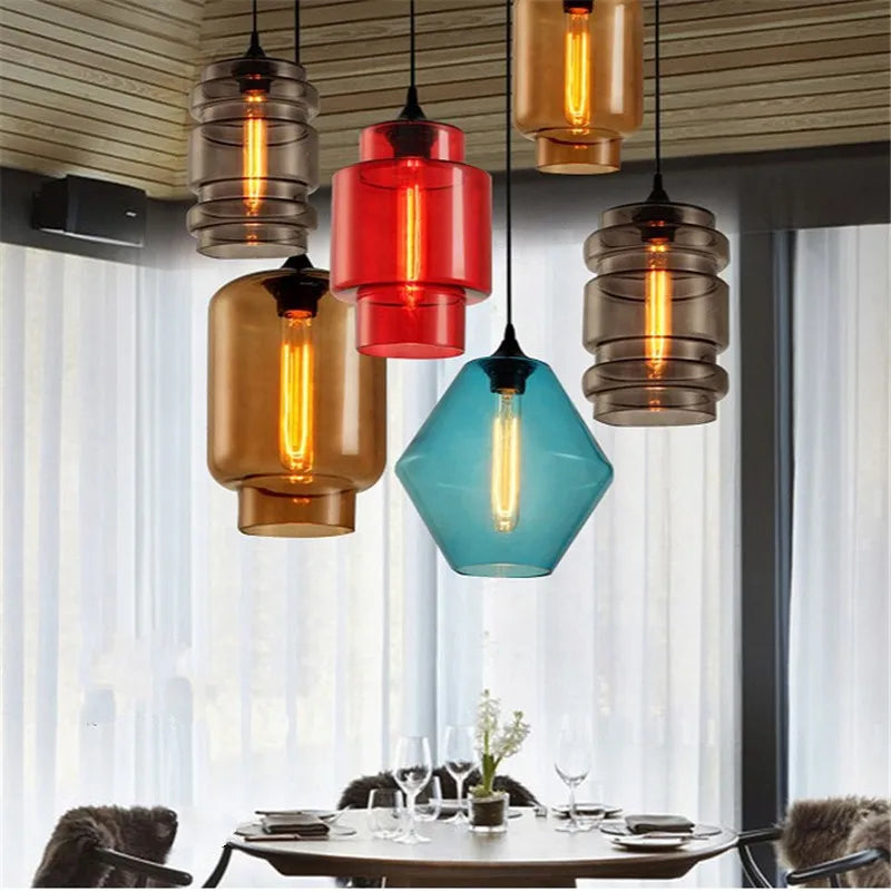 Afralia™ Geometric Glass Pendant Light Collection: Modern Crystalline Pendant Series