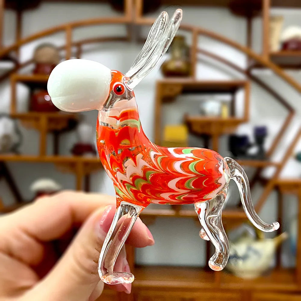 Afralia™ Hand-blown Glass Donkey Figurine: Modern Miniature Paperweight & Home Decor Accessory