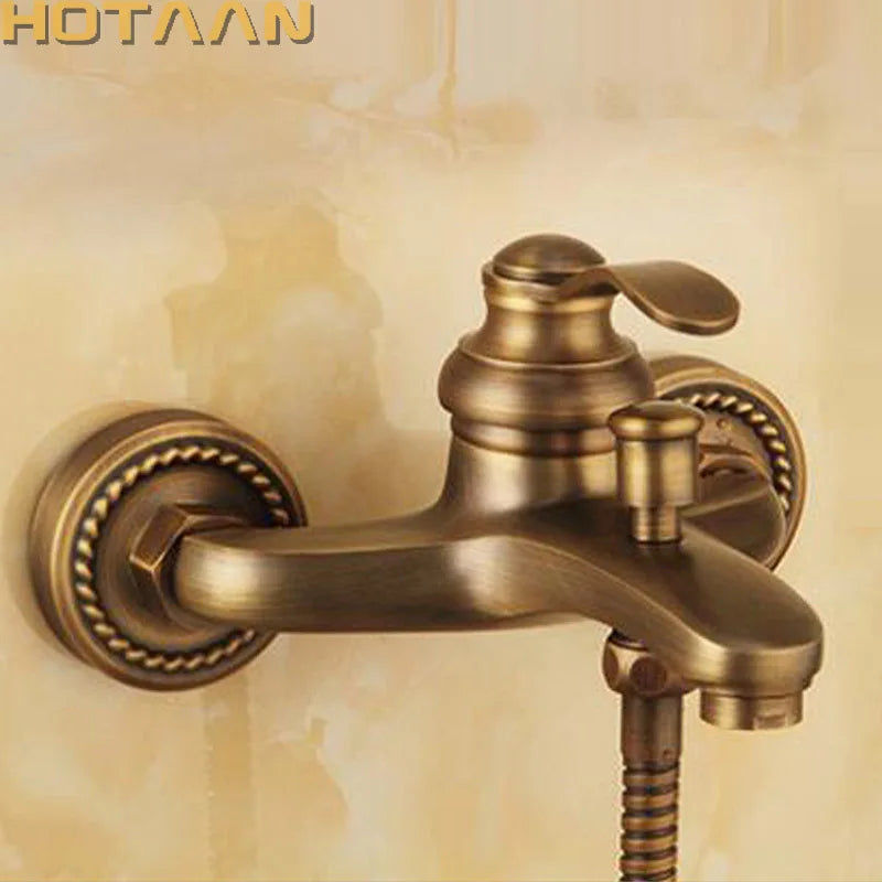 Afralia™ Antique Brass Wall Mount Hand Held Shower Head Kit