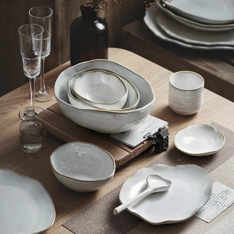 Afralia™ Ceramic Dinner Plate Set - Premium Quality Round Plates for Restaurants and Home Use