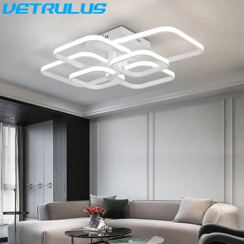 Afralia™ White Acrylic Chandelier LED Ceiling Lamp for Living Dining Room Home Decor