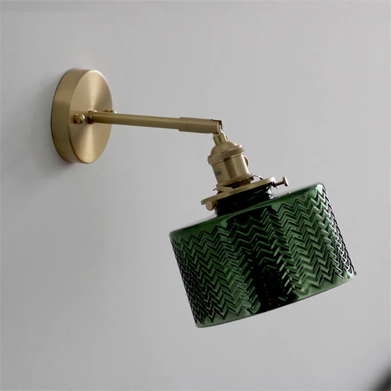Afralia™ Green Glass Nordic Wall Sconce LED Light for Bedroom Bathroom Mirror