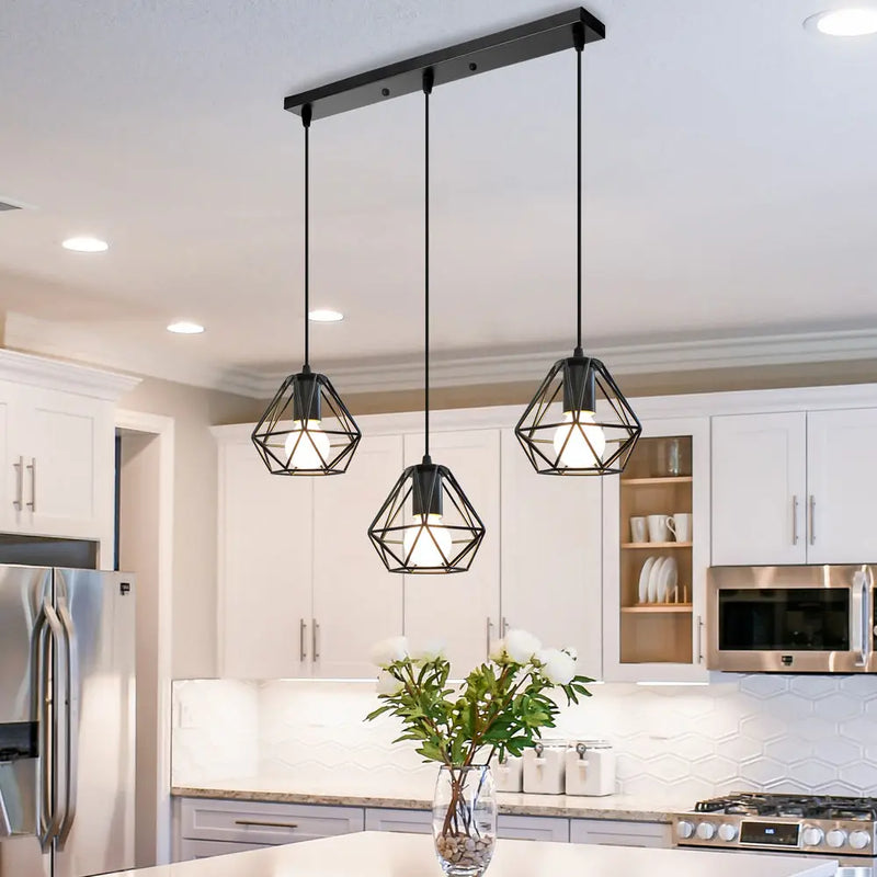 Afralia™ Vintage Cage Pendant Light Chandelier for Home Kitchen Living Room Lighting